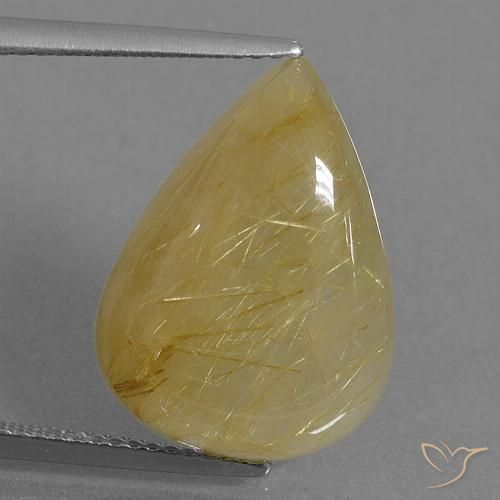 10.55ct طبيعي أصفر-ذهبى كوارتز روتيل, شكل الكمثرى, نصف شفاف