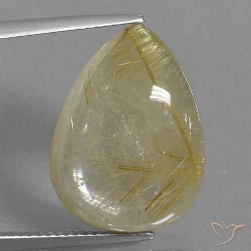 14.46ct طبيعي بنى-ذهبى فاتح جدا كوارتز روتيل, شكل الكمثرى, شفاف, Photo A