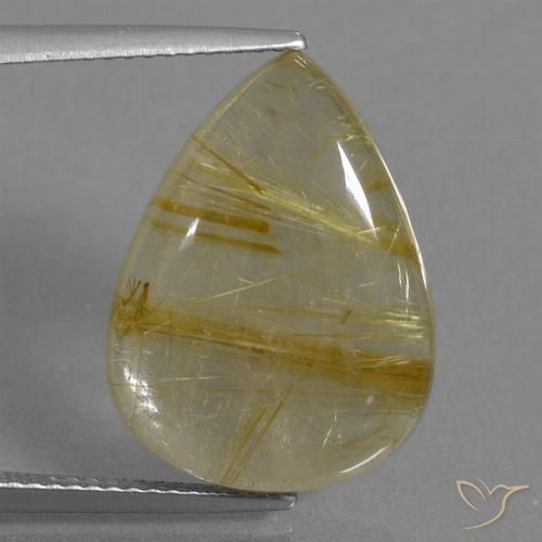 10.78ct طبيعي بنى-ذهبى فاتح جدا كوارتز روتيل, شكل الكمثرى, شفاف