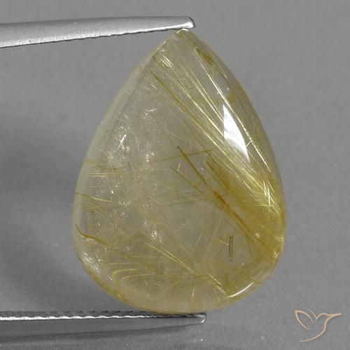 13.63ct طبيعي أصفر-ذهبى كوارتز روتيل, شكل الكمثرى, شفاف, Photo A