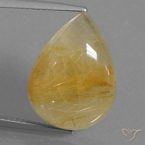 11.51ct طبيعي ذهبى متوسط كوارتز روتيل, شكل الكمثرى, نصف شفاف