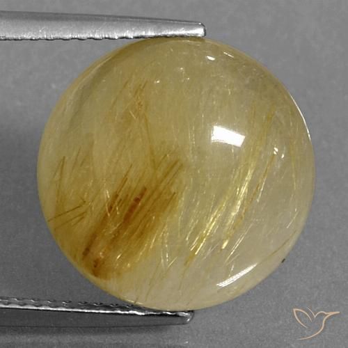 10.27ct طبيعي ذهبى مصفر كوارتز روتيل, دائري, نصف شفاف