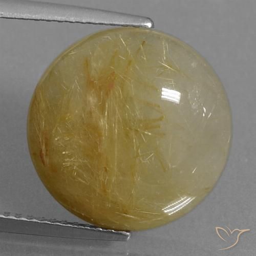 8.58ct طبيعي بنى-ذهبى فاتح جدا كوارتز روتيل, دائري, نصف شفاف
