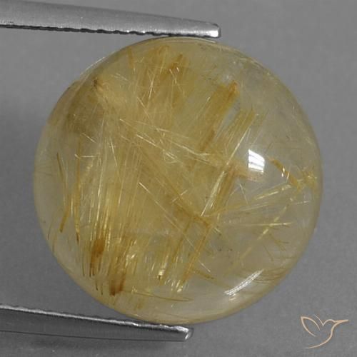 12.19ct طبيعي بنى-ذهبى فاتح جدا كوارتز روتيل, دائري, شفاف