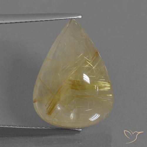 14.96ct طبيعي ذهبى لامع كوارتز روتيل, شكل الكمثرى, شفاف, Photo A