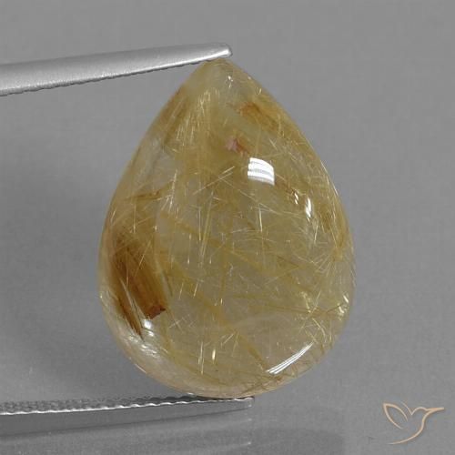 12.99ct طبيعي ذهبى متوسط كوارتز روتيل, شكل الكمثرى, شفاف