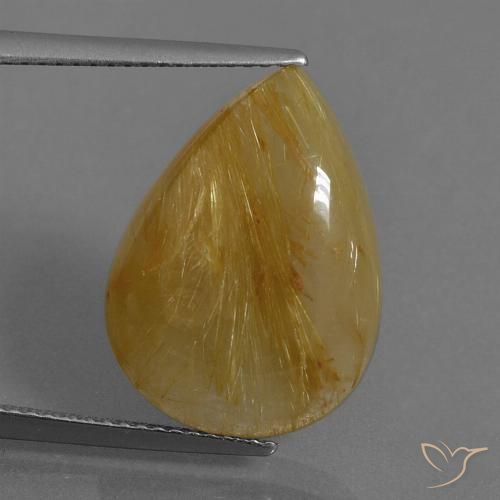 10.93ct طبيعي أصفر-ذهبى كوارتز روتيل, شكل الكمثرى, نصف شفاف