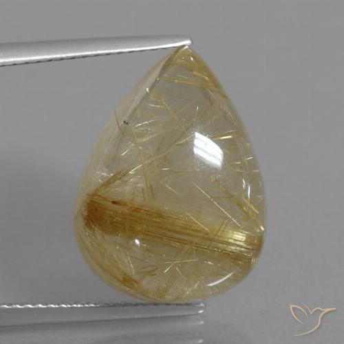 16.60ct طبيعي بنى-ذهبى فاتح جدا كوارتز روتيل, شكل الكمثرى, شفاف