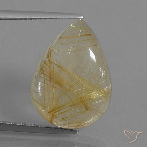 10.98ct طبيعي بنى-ذهبى فاتح جدا كوارتز روتيل, شكل الكمثرى, شفاف