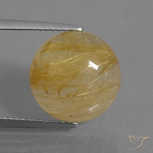 7.98ct طبيعي ذهبى متوسط كوارتز روتيل, دائري, شفاف