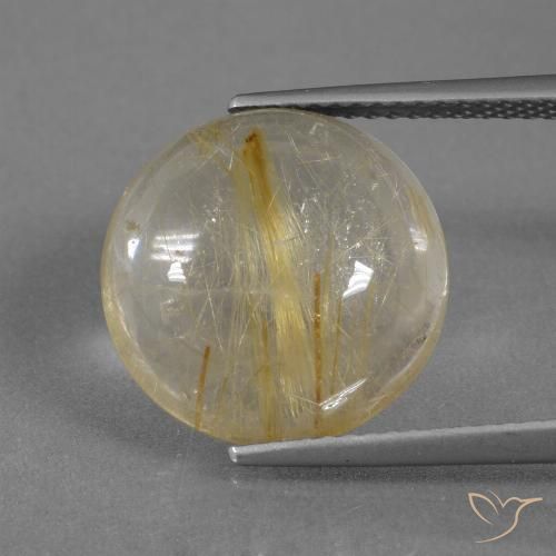 8.76ct طبيعي أصفر-ذهبى كوارتز روتيل, دائري, شفاف