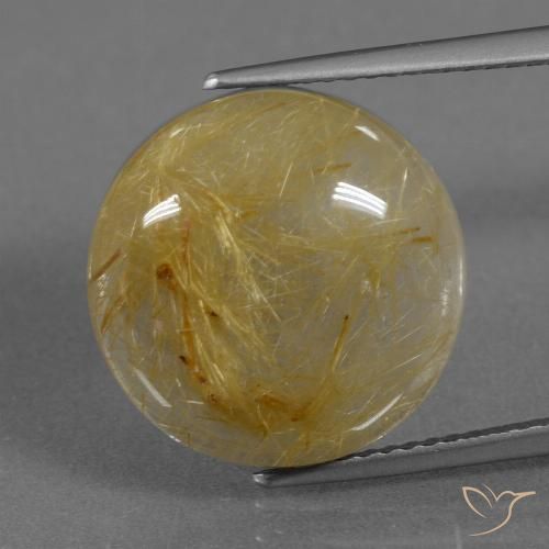 12.46ct طبيعي ذهبى متوسط كوارتز روتيل, دائري, نصف شفاف