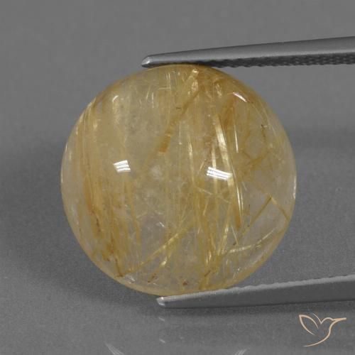 9.41ct طبيعي أصفر-ذهبى كوارتز روتيل, دائري, نصف شفاف