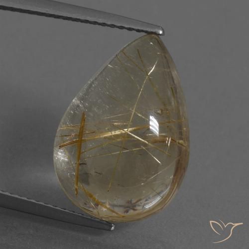 11.92ct طبيعي البني الفاتح كوارتز روتيل, شكل الكمثرى, شفاف
