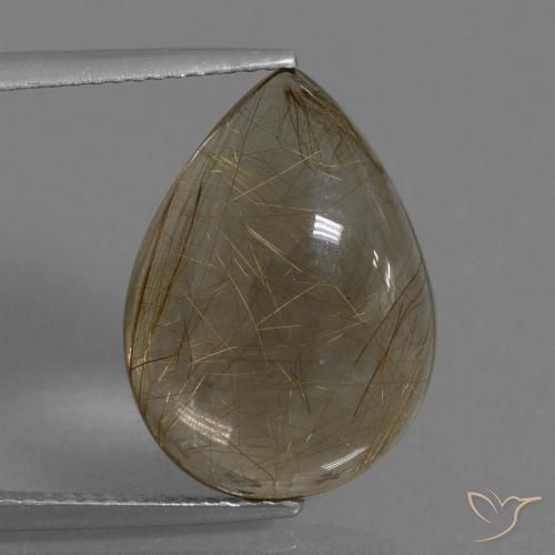 9.98ct طبيعي البني الفاتح كوارتز روتيل, شكل الكمثرى, شفاف