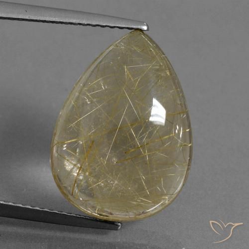 10.12ct طبيعي أصفر باهت كوارتز روتيل, شكل الكمثرى, شفاف