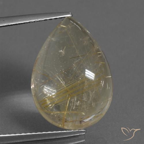12.09ct طبيعي أصفر فاتح كوارتز روتيل, شكل الكمثرى, شفاف