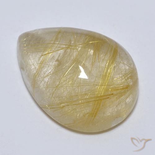 7.56ct طبيعي أصفر متوسط كوارتز روتيل, شكل الكمثرى, شفاف