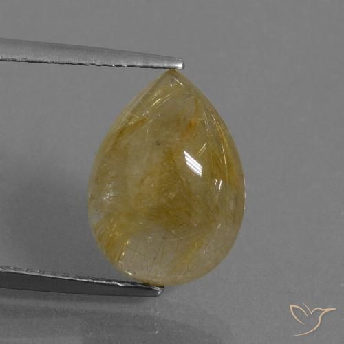 7.53ct طبيعي أصفر دافئ كوارتز روتيل, شكل الكمثرى, نصف شفاف