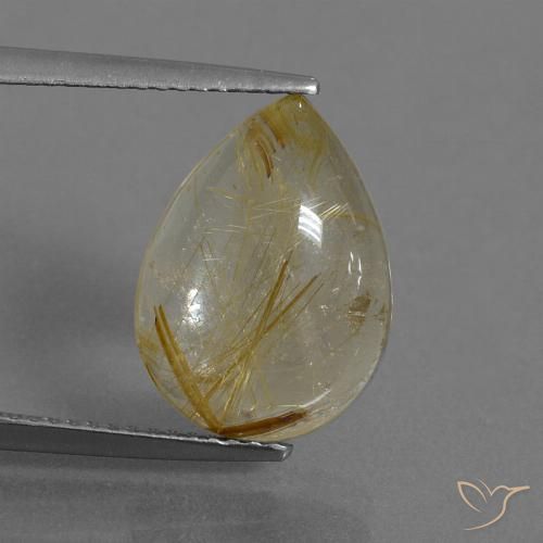 5.72ct طبيعي أصفر ترابى كوارتز روتيل, شكل الكمثرى, شفاف
