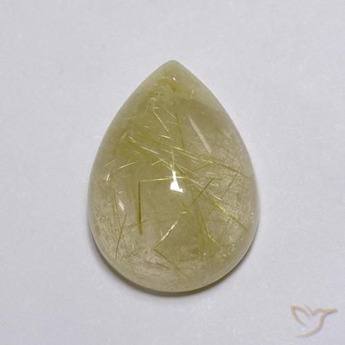 8.03ct طبيعي أصفر فاتح كوارتز روتيل, شكل الكمثرى, شفاف