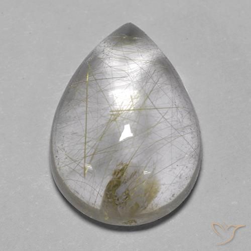 7.43ct طبيعي أصفر فاتح كوارتز روتيل, شكل الكمثرى, شفاف