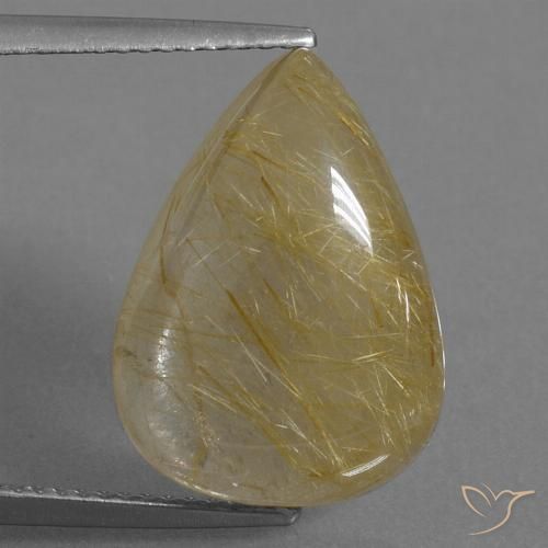 10.92ct طبيعي بنى-ذهبى فاتح جدا كوارتز روتيل, شكل الكمثرى, شفاف