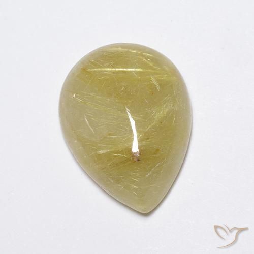 7.45ct طبيعي أصفر ترابى فاتح كوارتز روتيل, شكل الكمثرى, نصف شفاف