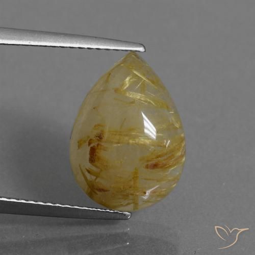 6.94ct طبيعي أصفر ديجون كوارتز روتيل, شكل الكمثرى, نصف شفاف
