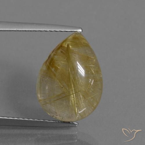 7.54ct طبيعي بنى-ذهبى فاتح جدا كوارتز روتيل, شكل الكمثرى, شفاف