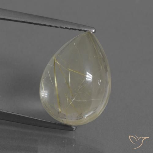 7.67ct طبيعي أصفر فاتح كوارتز روتيل, شكل الكمثرى, شفاف