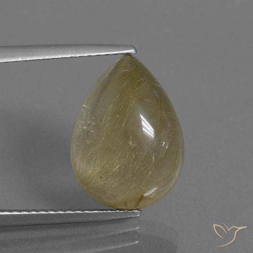 7.41ct طبيعي بنى-ذهبى فاتح جدا كوارتز روتيل, شكل الكمثرى, شفاف