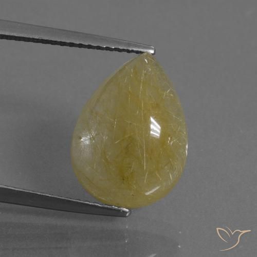 6.72ct طبيعي ذهبى متوسط كوارتز روتيل, شكل الكمثرى, نصف شفاف