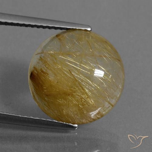 7.70ct طبيعي ذهب كوارتز روتيل, دائري, شفاف