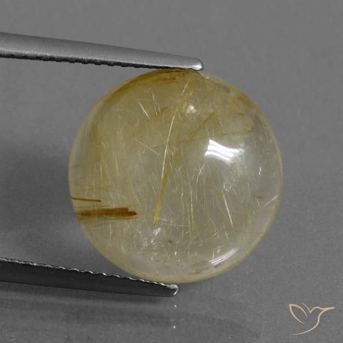 7.33ct طبيعي بنى-ذهبى فاتح جدا كوارتز روتيل, دائري, شفاف