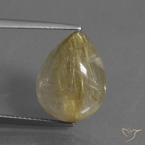 9.50ct طبيعي بنى-ذهبى فاتح جدا كوارتز روتيل, شكل الكمثرى, شفاف