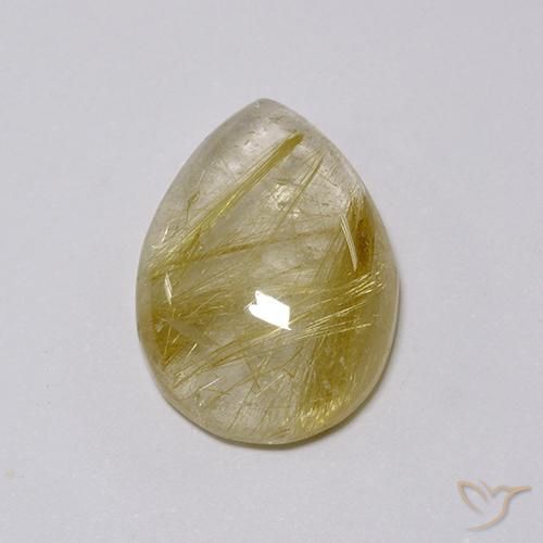 7.58ct طبيعي بنى-ذهبى فاتح جدا كوارتز روتيل, شكل الكمثرى, شفاف