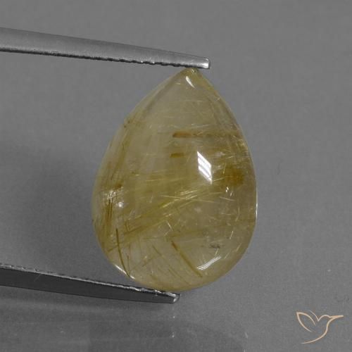 8.60ct طبيعي بنى-ذهبى فاتح جدا كوارتز روتيل, شكل الكمثرى, نصف شفاف