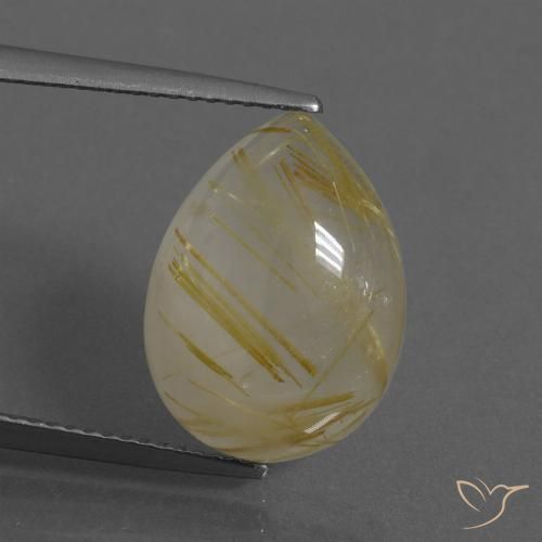 7.97ct طبيعي أصفر توسكانا كوارتز روتيل, شكل الكمثرى, شفاف