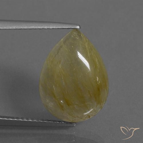 7.62ct طبيعي أصفر متوسط كوارتز روتيل, شكل الكمثرى, شفاف