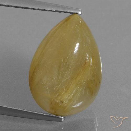 7.37ct طبيعي أصفر ترابى كوارتز روتيل, شكل الكمثرى, نصف شفاف