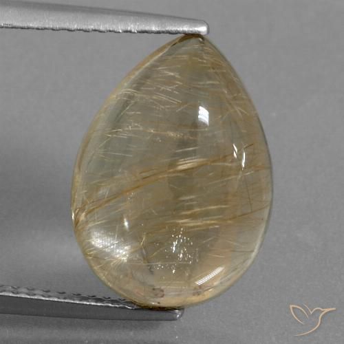 7.59ct طبيعي بنى-ذهبى فاتح جدا كوارتز روتيل, شكل الكمثرى, شفاف
