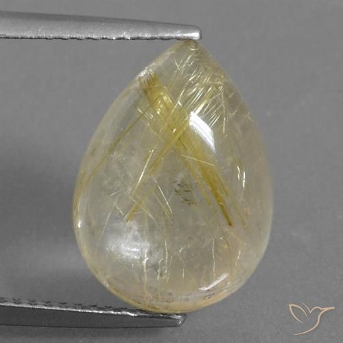 7.30ct طبيعي أصفر باهت كوارتز روتيل, شكل الكمثرى, شفاف