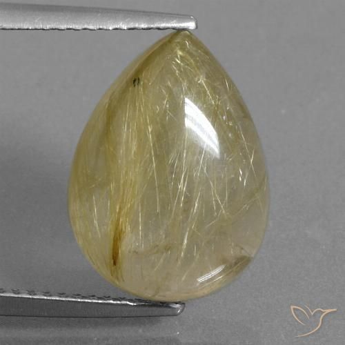 7.30ct طبيعي أصفر متوسط كوارتز روتيل, شكل الكمثرى, شفاف