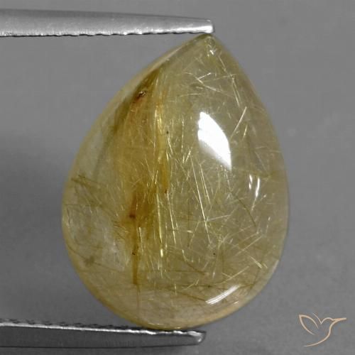 9.22ct طبيعي أصفر فاتح كوارتز روتيل, شكل الكمثرى, شفاف