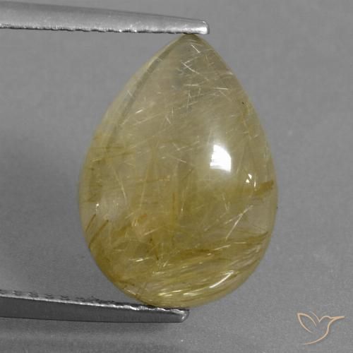 6.34ct طبيعي أصفر باهت كوارتز روتيل, شكل الكمثرى, نصف شفاف