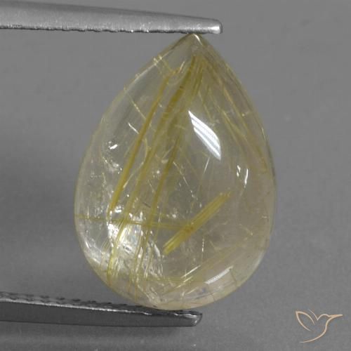 8.32ct طبيعي أصفر ديجون فاتح جدا كوارتز روتيل, شكل الكمثرى, شفاف