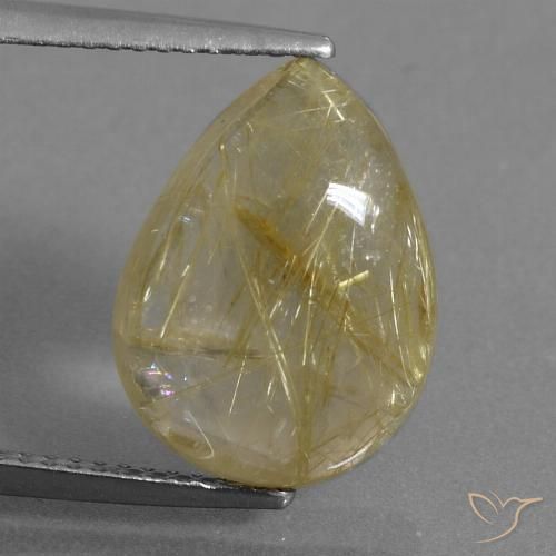 6.71ct طبيعي أصفر توسكانا كوارتز روتيل, شكل الكمثرى, شفاف
