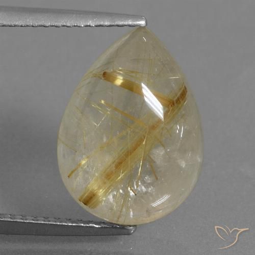 7.32ct طبيعي أصفر دافئ كوارتز روتيل, شكل الكمثرى, شفاف