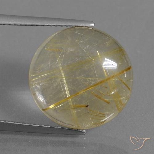 12.08ct طبيعي أصفر فاتح كوارتز روتيل, دائري, شفاف